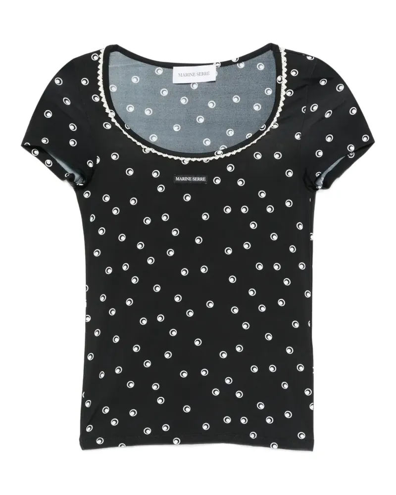 Marine Serre Moon Oberteil mit Polka Dots - Schwarz Schwarz