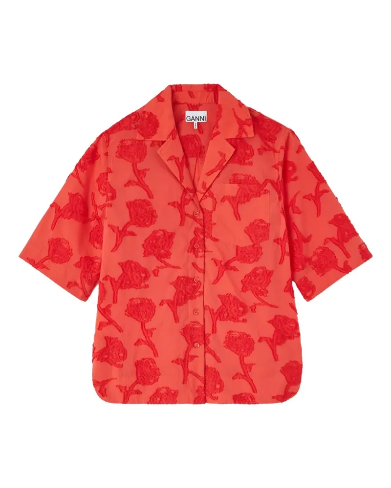 Ganni fil-coupé floral-pattern shirt - Rot Rot