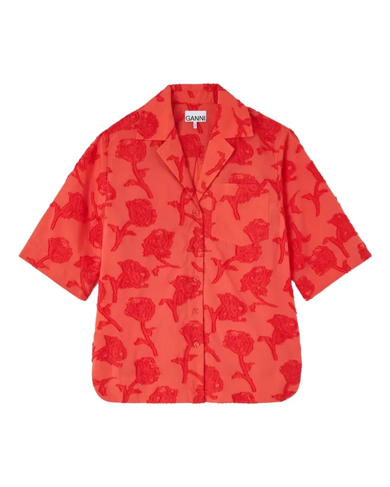 Ganni Fil-Coupé-Hemd mit Blumenmuster - Rot Rot