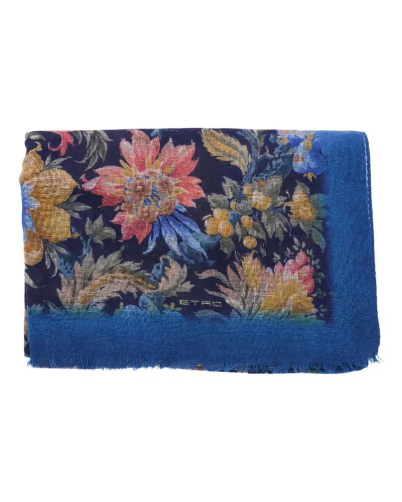 Etro Kaschmirschal mit Blumenprint - Blau Blau