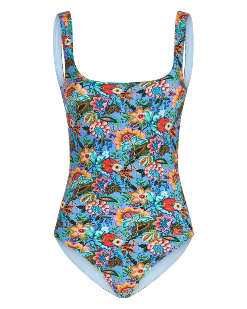 Etro Rückenfreier Badeanzug mit Bouquet-Print - Blau Blau