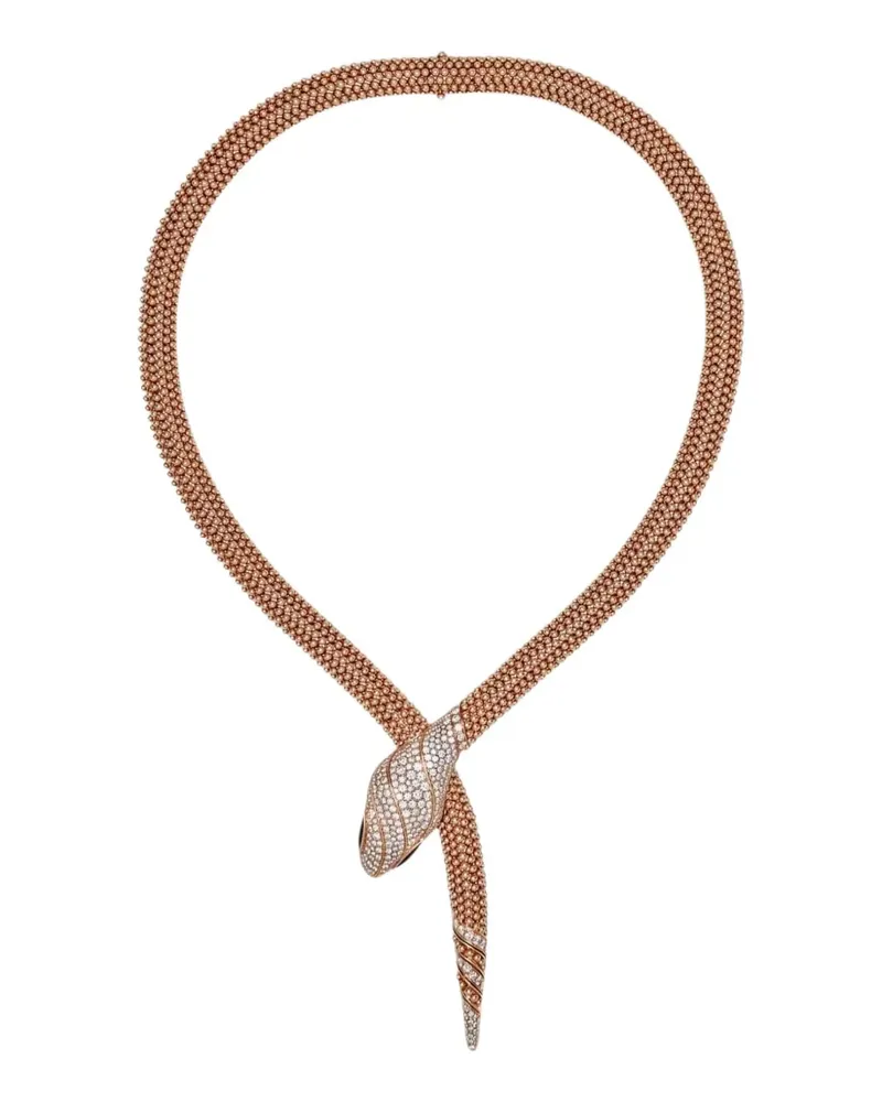 Bulgari 18kt Serpenti Rotgoldhalskette mit Diamant und Onyx - Rosa Rosa