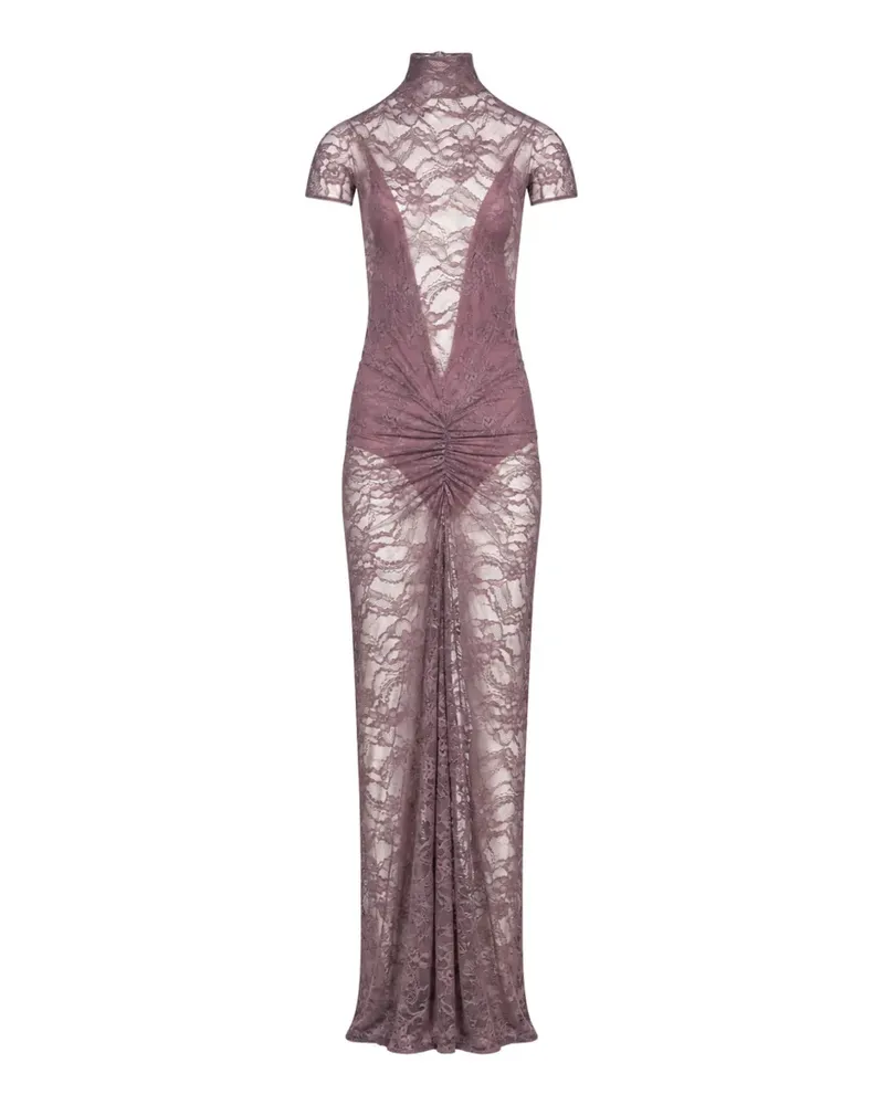 ANDAMANE Palma lace ruched fitted maxi dress - Violett Violett