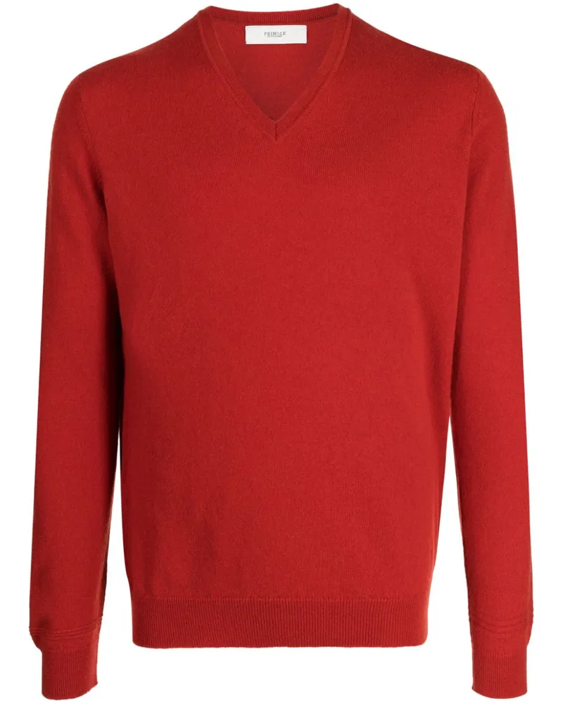 Pringle of Scotland Kaschmirpullover mit V-Ausschnitt Rot