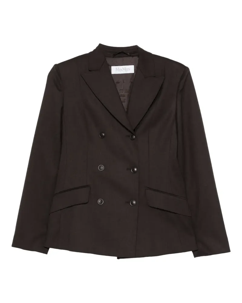 Max Mara Doppelreihige Flanelljacke aus Wolle - Dunkelbraun Braun