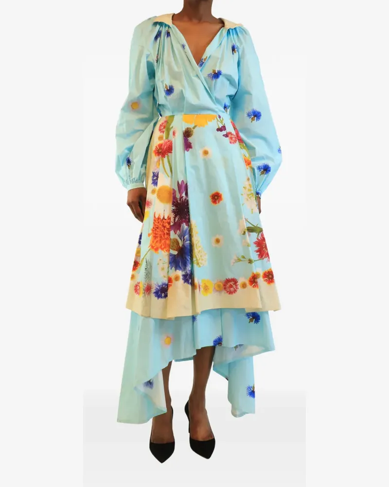 Natasha Zinko Maxikleid mit Blumenprint - Blau Blau