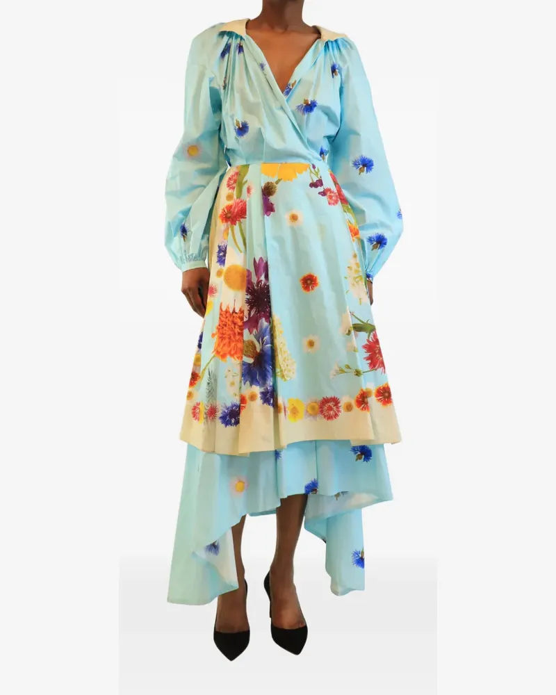 Natasha Zinko floral-print wrap maxi dress - Blau Blau
