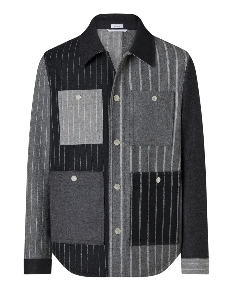 Thom Browne Flanelljacke im Fun-Mix mit Streifen - Grau Grau