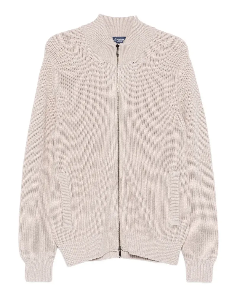 Drumohr  Gerippter Cardigan mit Reißverschluss - Nude Nude