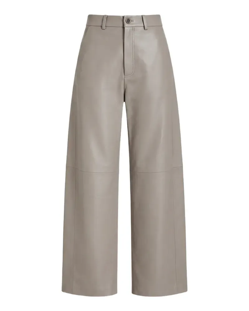 ALYSI Lederhose mit weitem Bein - Grau Grau
