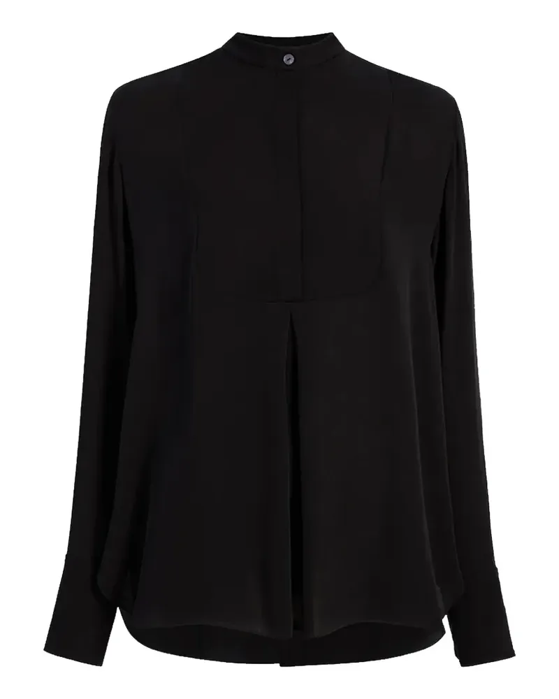 Another Tomorrow tuxedo pleated blouse - Schwarz Schwarz