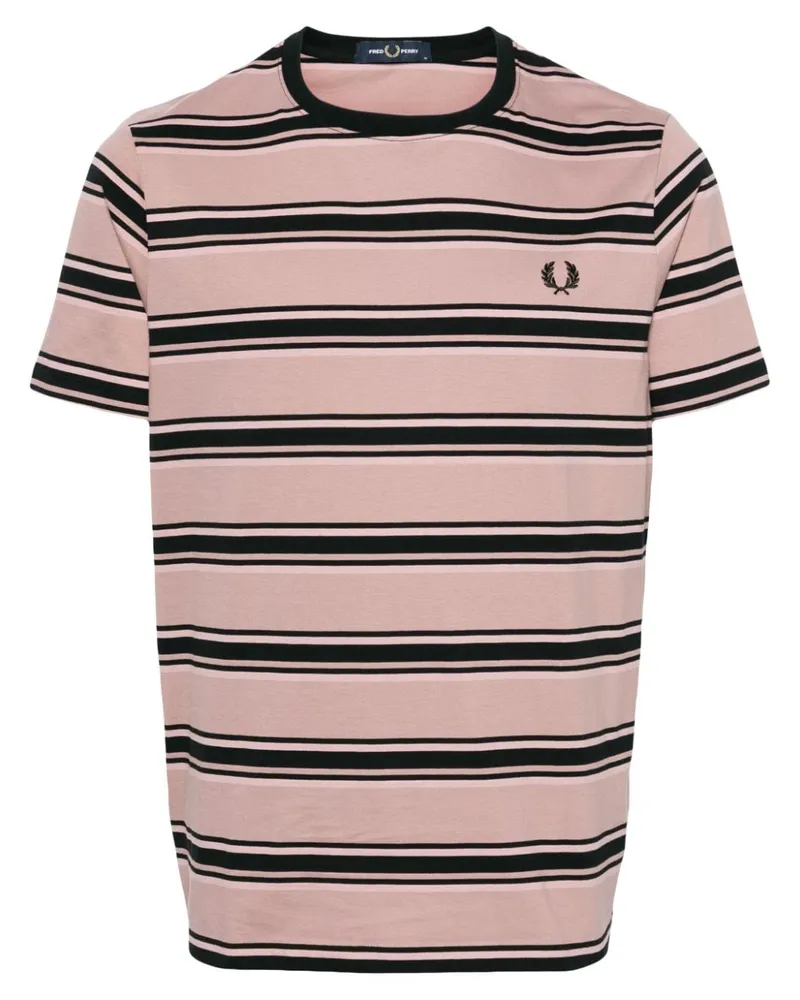 Fred Perry Gestreiftes T-Shirt - Rosa Rosa