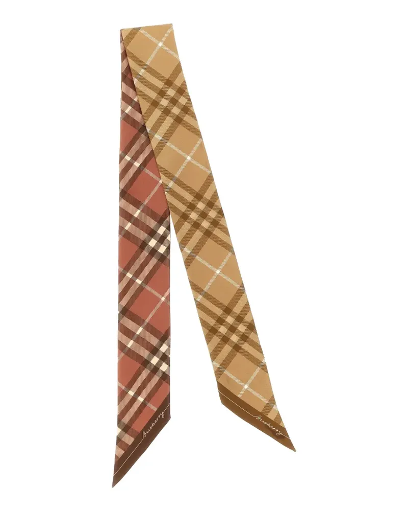Burberry Schmaler Seidenschal mit Kontrast-Check - Nude Nude