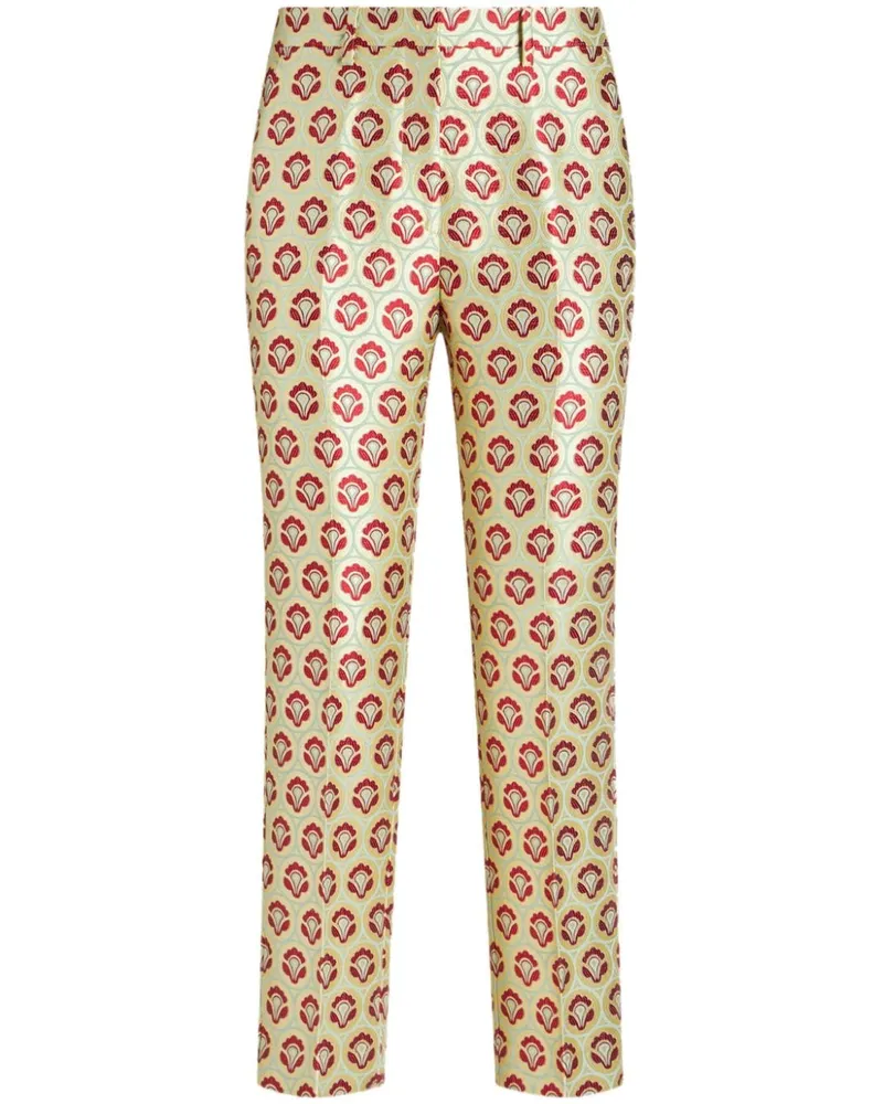 Etro Zigarettenhose aus Blumenjacquard - Grün Grün