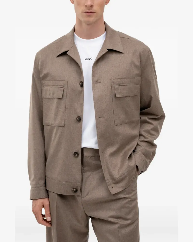 HUGO BOSS Hemdjacke mit Brusttasche - Nude Nude