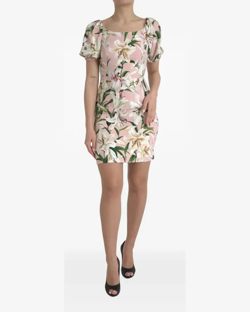 Dolce & Gabbana Midikleid mit Lilien-Print - Rosa Rosa