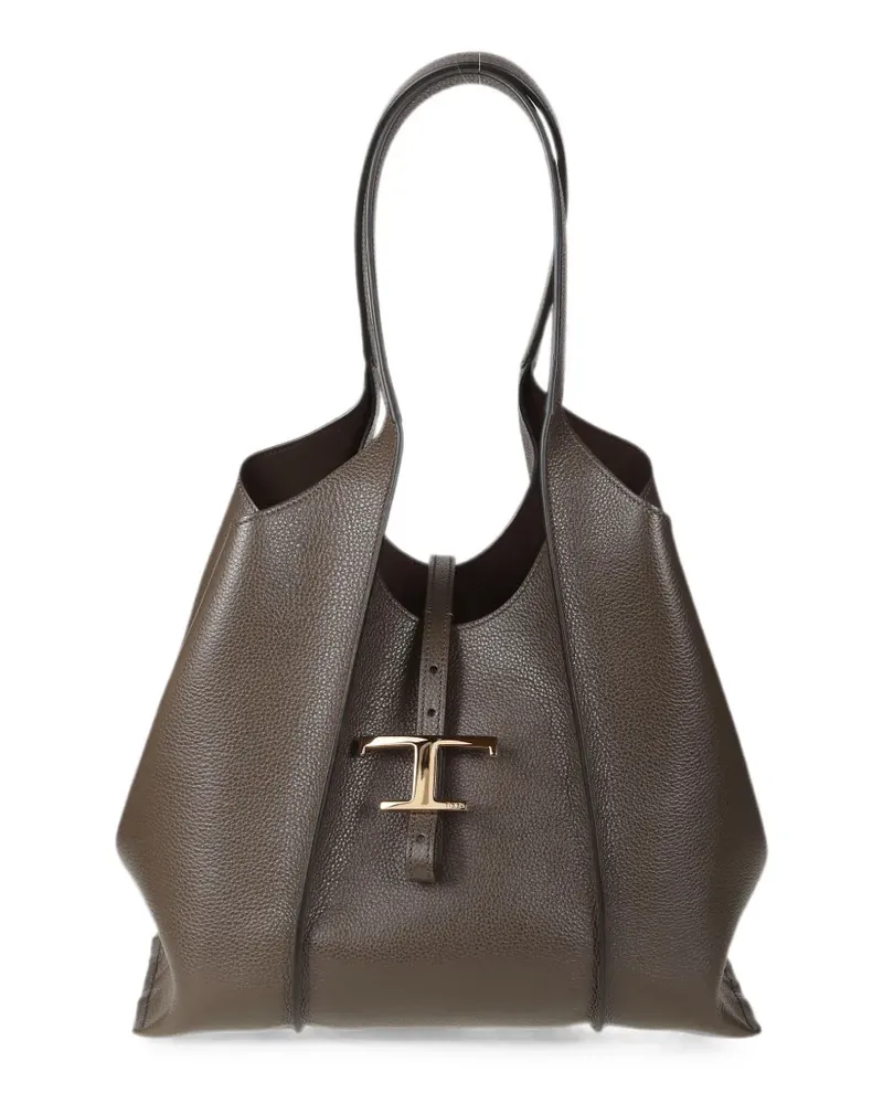 TOD'S T Timeless logo-detail handbag - Braun Braun