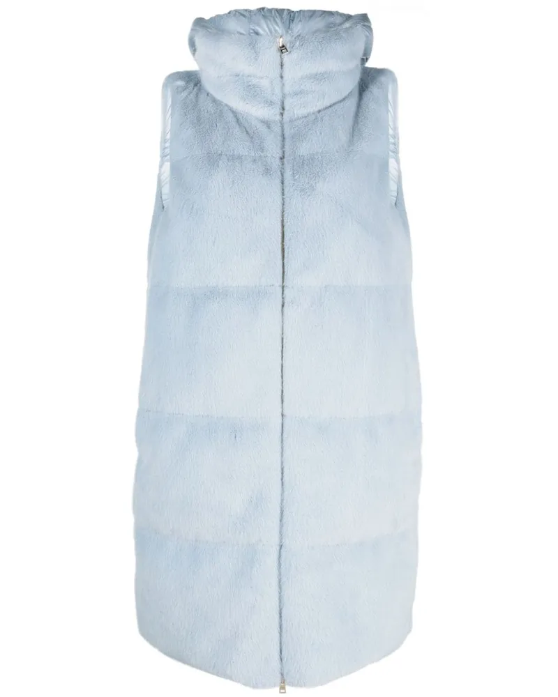 Herno Kapuzenweste aus Faux Fur - Blau Blau