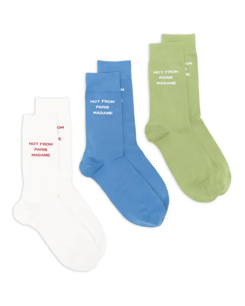 Drôle de Monsieur Socken mit Schriftzug - Blau Blau