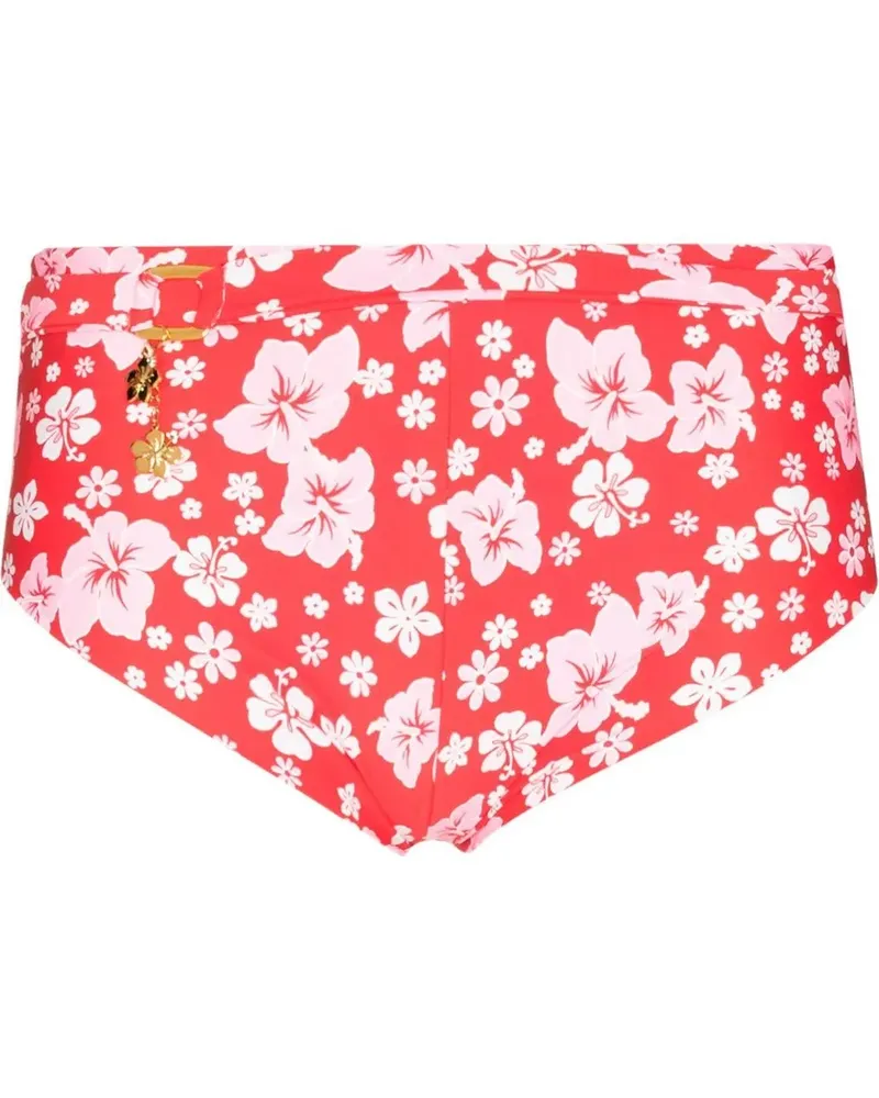 Frankies Bikinis Blumiges Bikinihöschen - Rot Rot