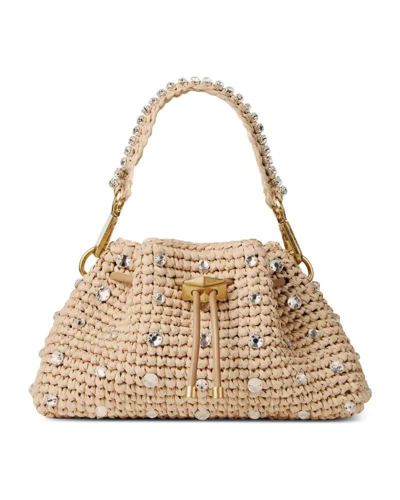 Jimmy Choo Cinch S Schultertasche aus Raffiabast - Gold Gold
