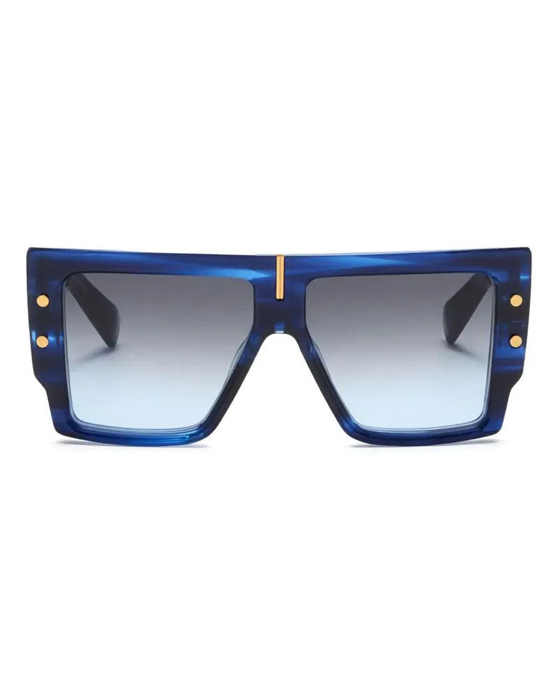 Balmain Sonnenbrille mit eckigem Gestell - Blau Blau