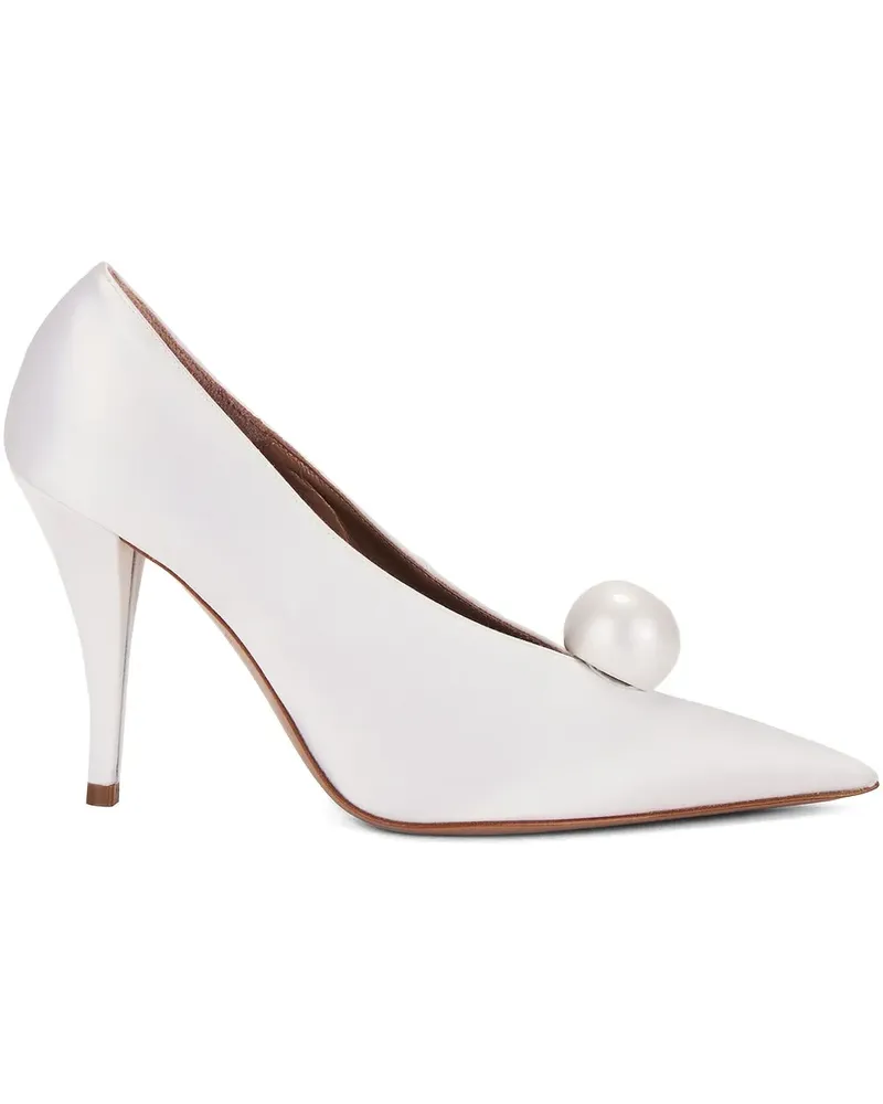Retrofête Corinna Satin-Pumps mit Perlenverzierung 95mm - Weiß Weiß
