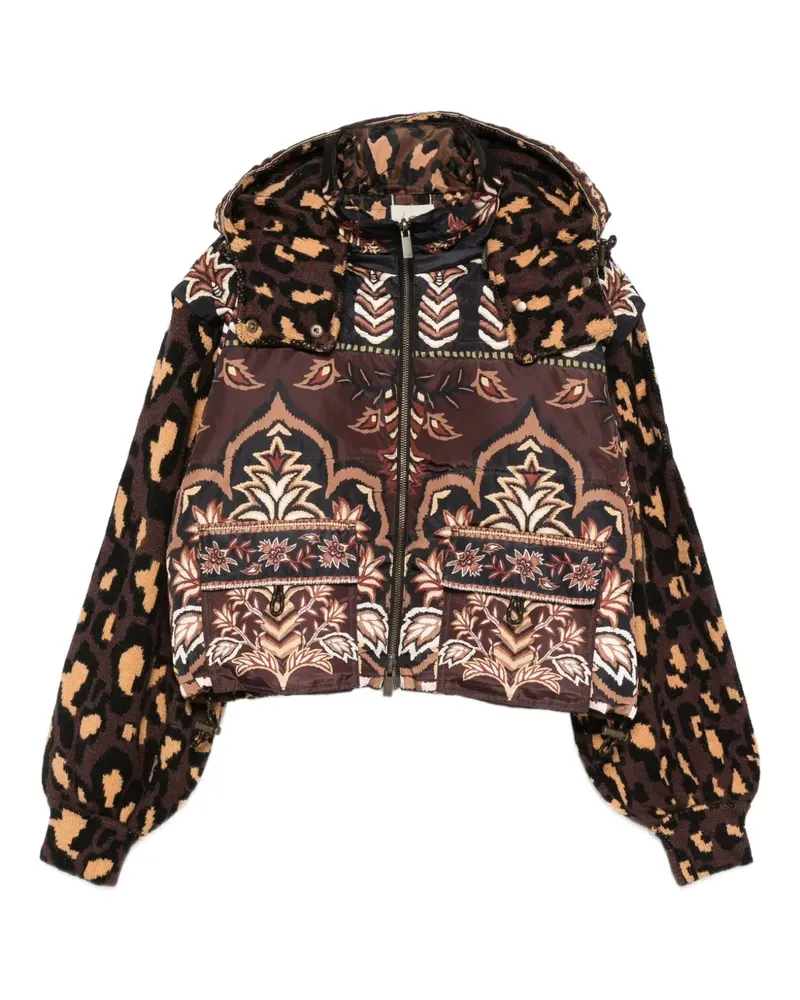 FARM Rio Ainika Kapuzenjacke mit Animal-Print - Braun Braun