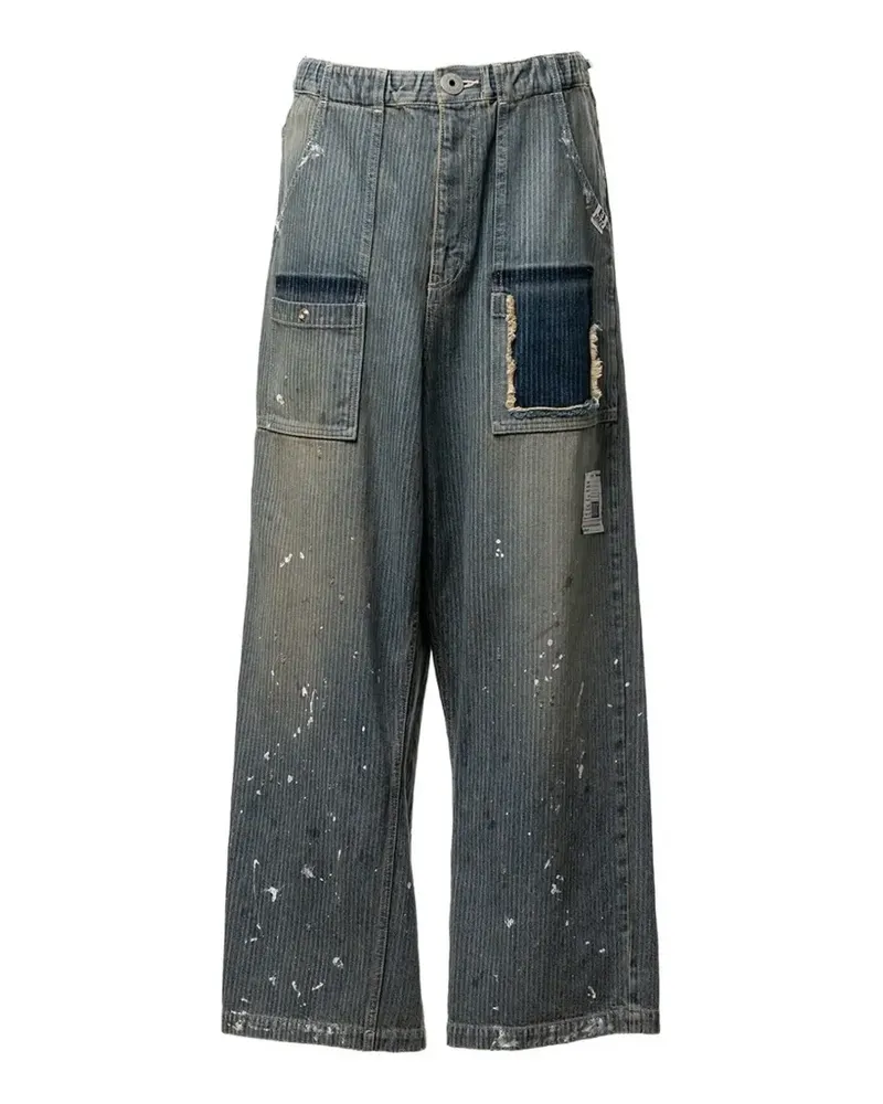 MIHARAYASUHIRO stripe patchwork jeans - Blau Blau