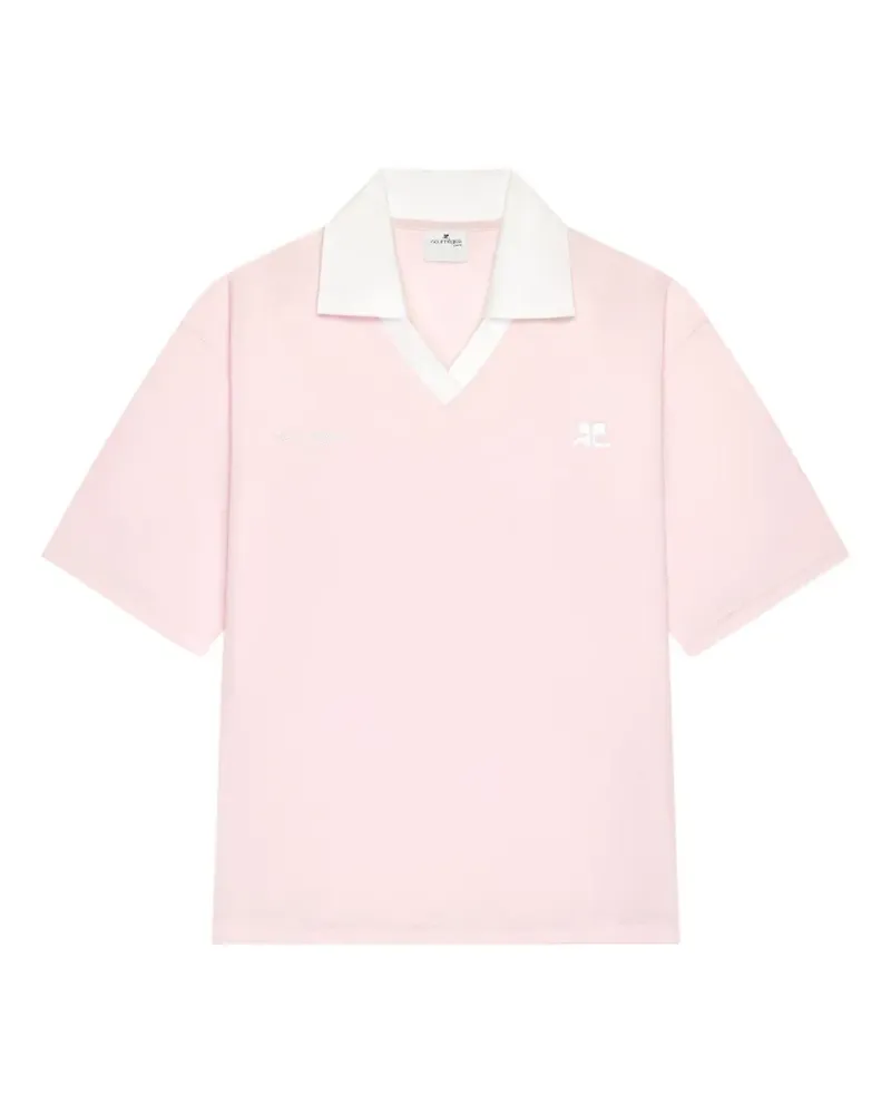 Courrèges Poloshirt mit V-Ausschnitt - Rosa Rosa