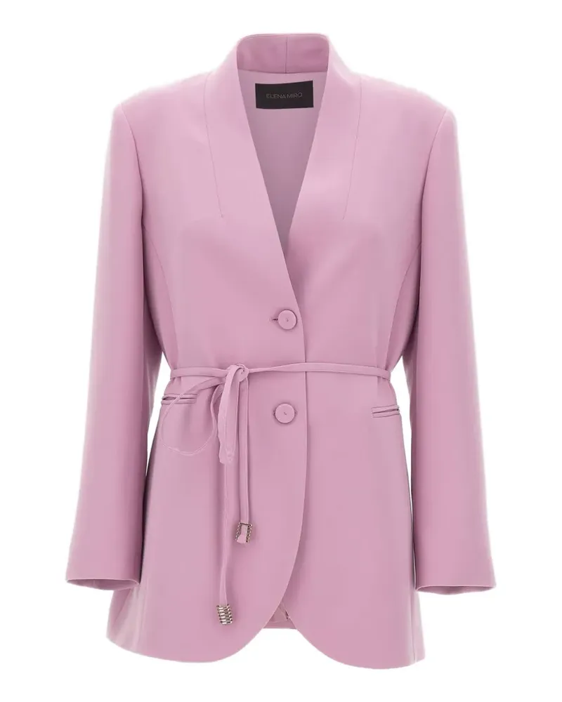 Elena Mirò belted collarless blazer - Rosa Rosa