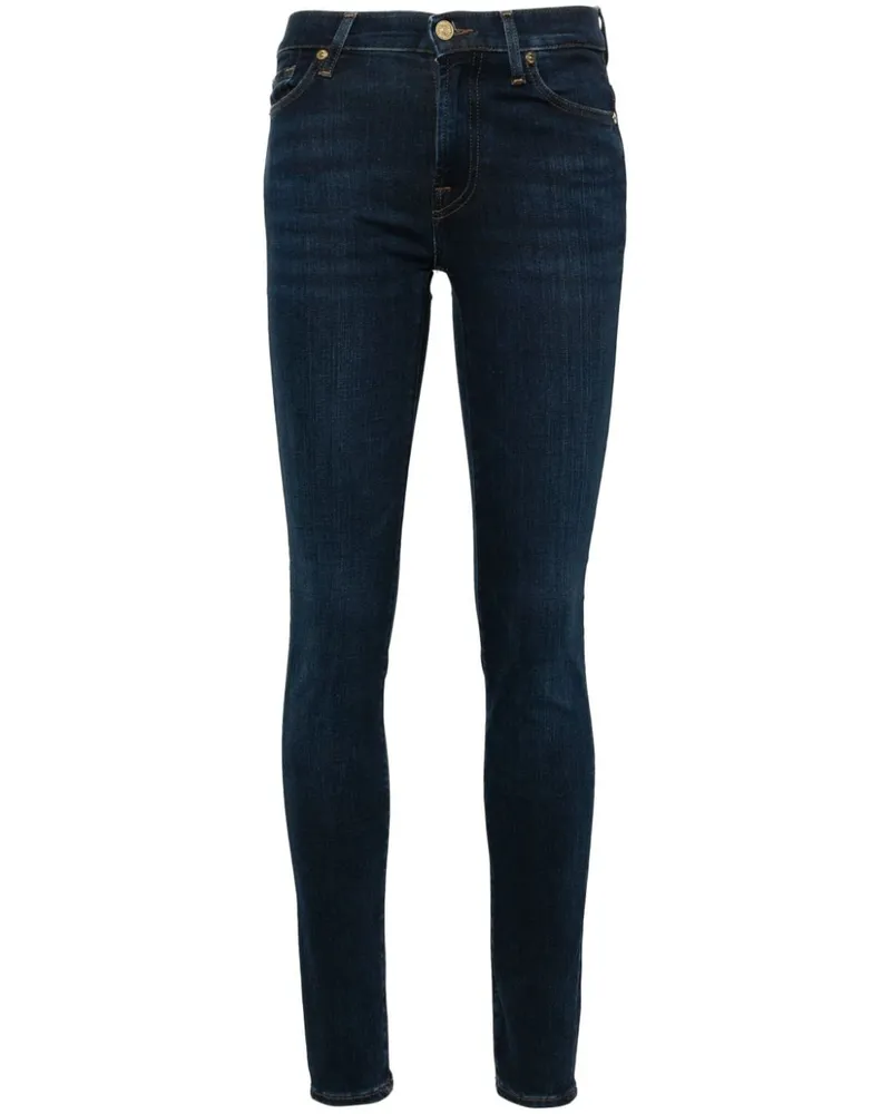 7 for all mankind HW Skinny-Jeans mit hohem Bund Blau