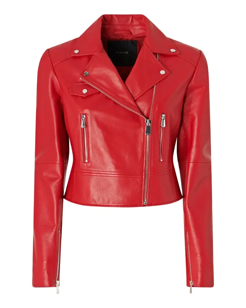 Pinko Bikerjacke aus Leder - Rot Rot