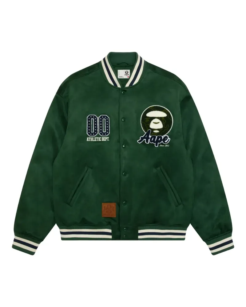 BAPE logo-patch varsity jacket - Grün Grün