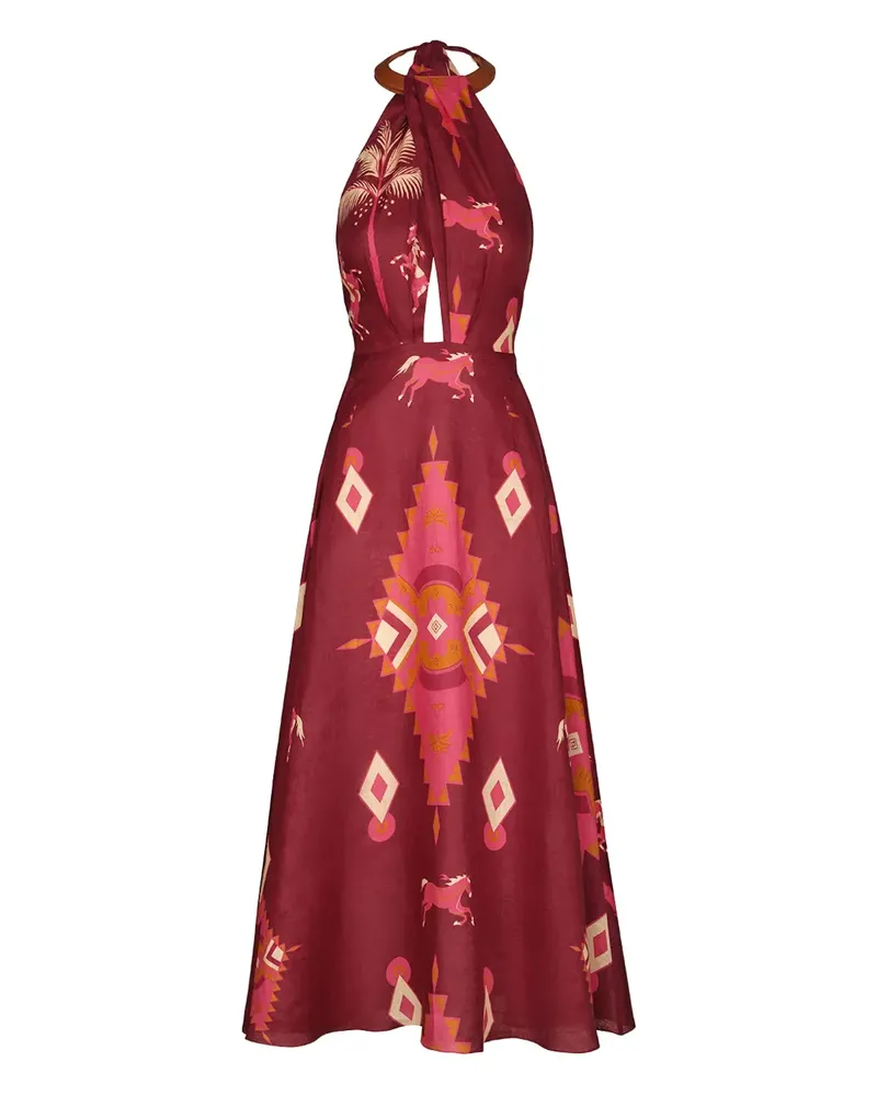 Johanna Ortiz Neckholder-Kleid mit Print - Rot Rot