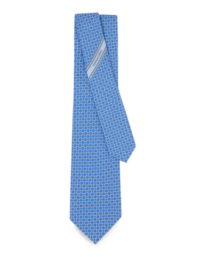 Ferragamo Link print silk tie - Blau Blau