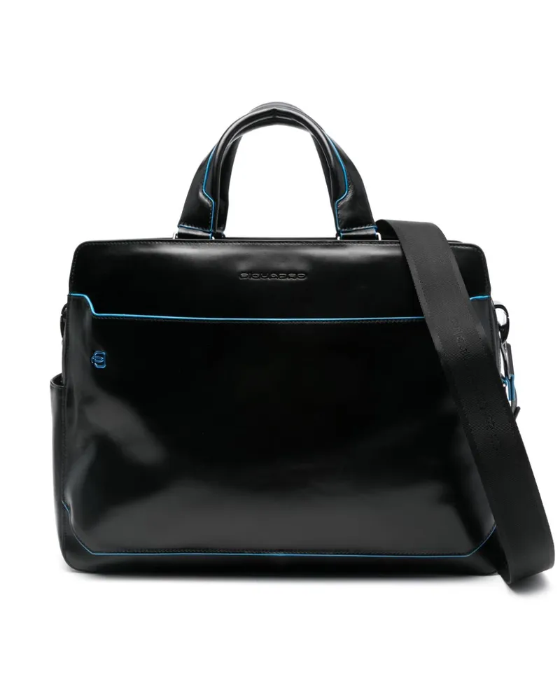 Piquadro Laptoptasche mit Logo-Applikation - Schwarz Schwarz