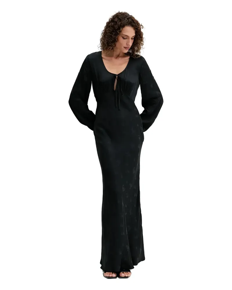 Twin-Set tie-neck maxi dress - Schwarz Schwarz