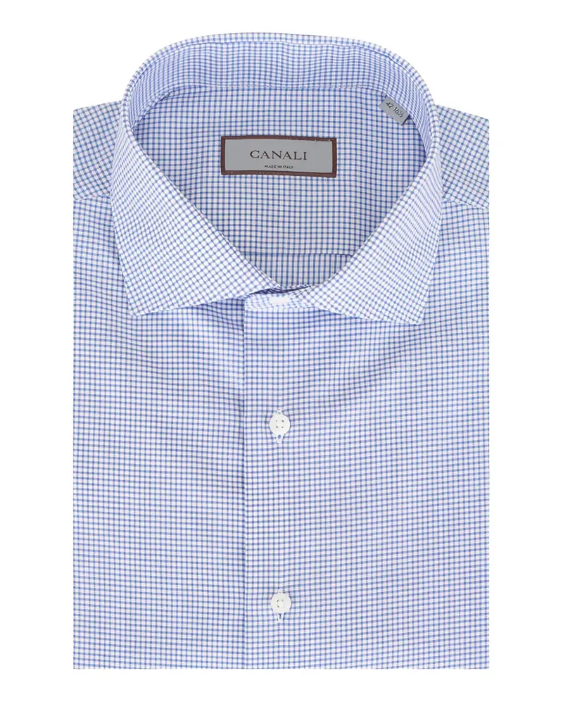 Canali Hemd mit Karomuster - Weiß Weiß