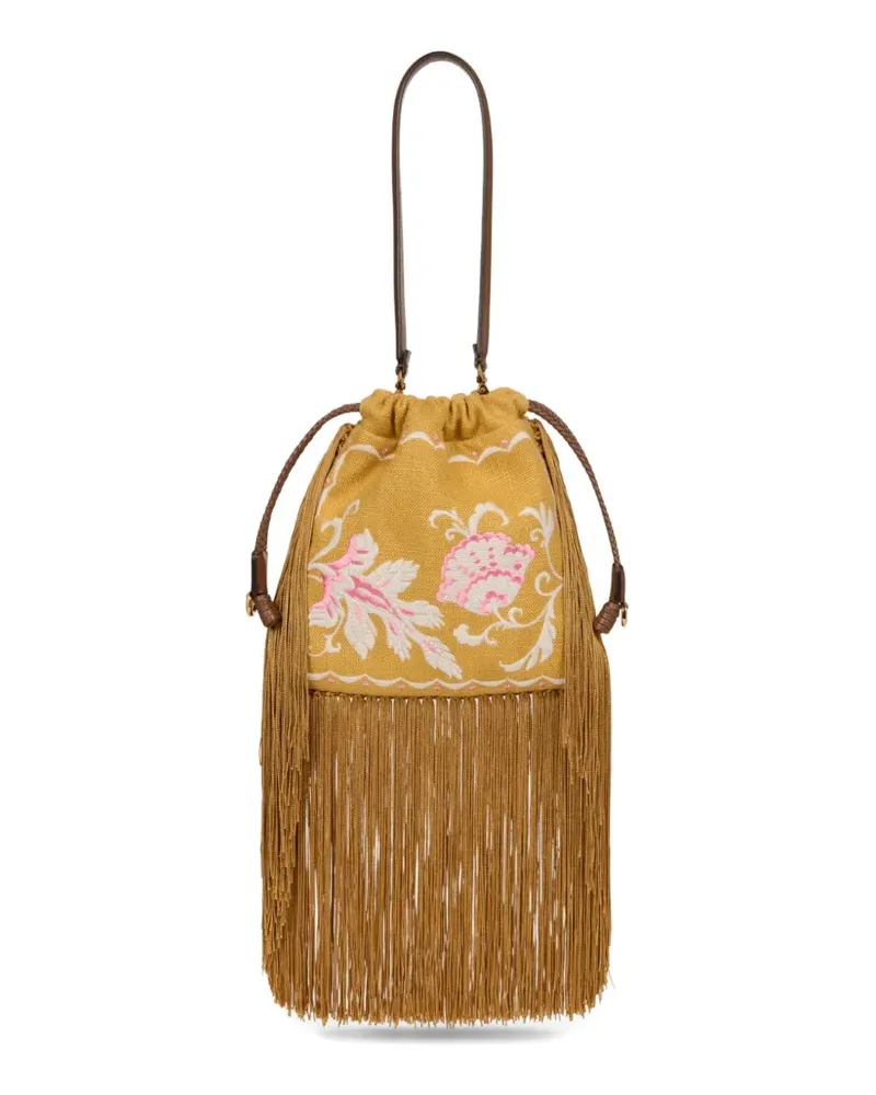 Etro Kleine Kalispera Beuteltasche mit Fransen - Gelb Gelb