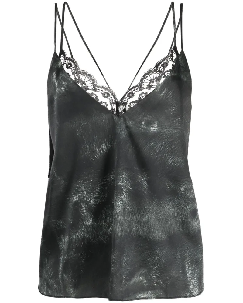 Natasha Zinko Camisole-Seidentop mit Spitzenbesatz - Grau Grau
