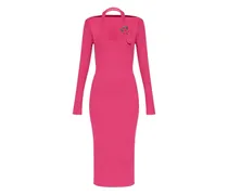 Geripptes Midikleid mit Barock-Schnalle - Rosa