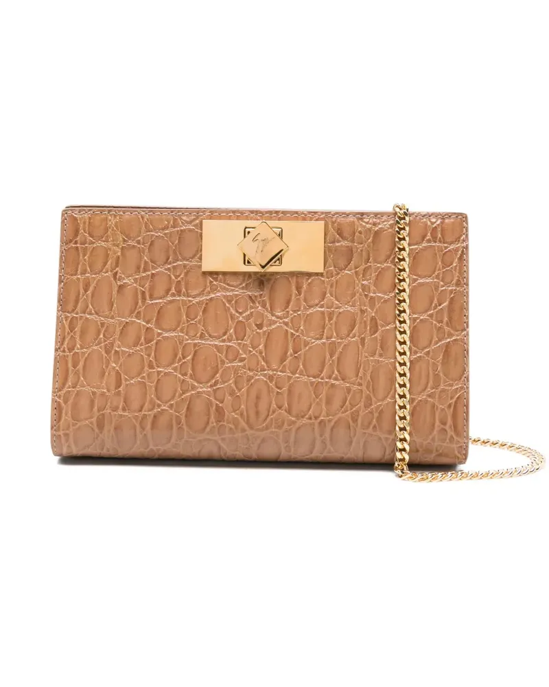 Giuseppe Zanotti Clutch mit Kroko-Optik - Braun Braun