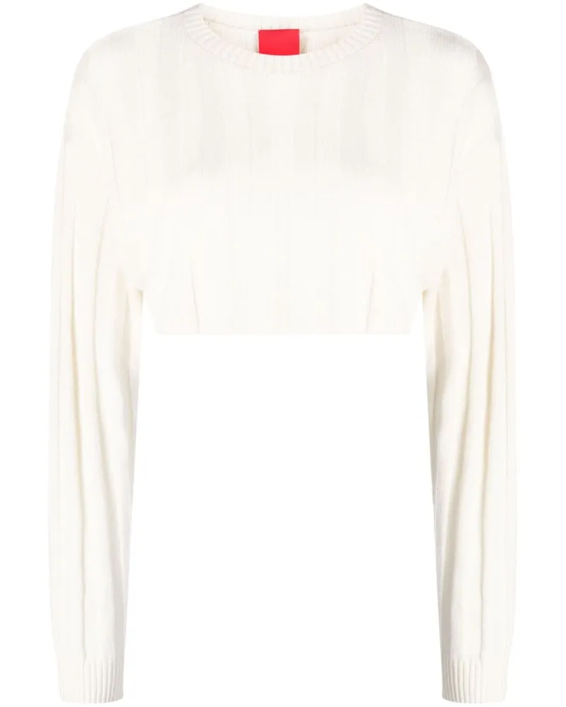Cashmere In Love Gerippter Cropped-Pullover - Weiß Weiß