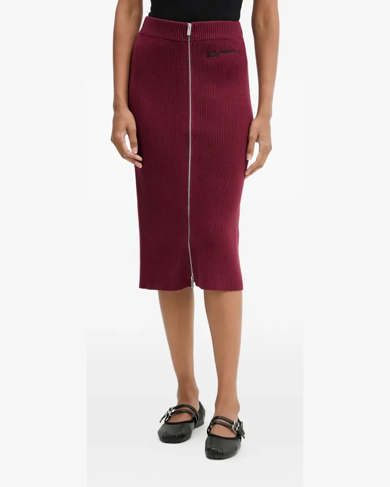 Karl Lagerfeld zip-fastening ribbed-knit midi skirt - Rot Rot