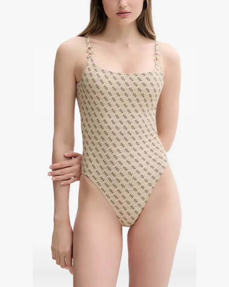 Guess Badeanzug mit 4G - Nude Nude