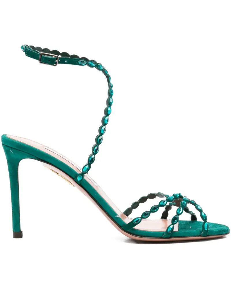 Aquazzura Verzierte Love Struck Stiletto-Sandalen 90mm - Grün Grün