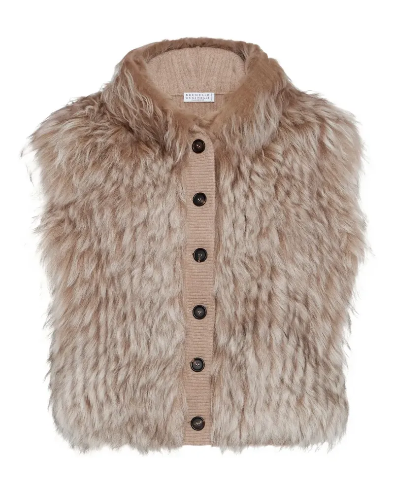 Brunello Cucinelli Weste mit Shearling-Knöpfen - Nude Nude