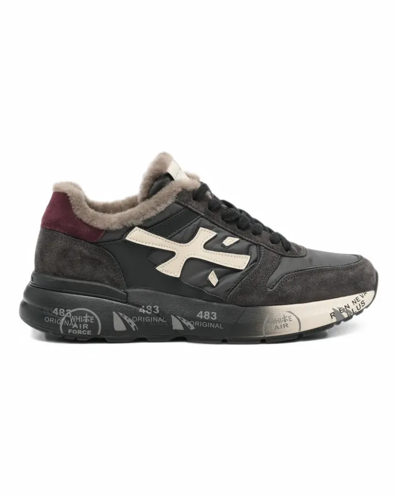 Premiata shearling-lined logo-patch sneakers - Schwarz Schwarz