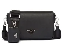 Schultertasche aus Saffiano-Leder - Schwarz